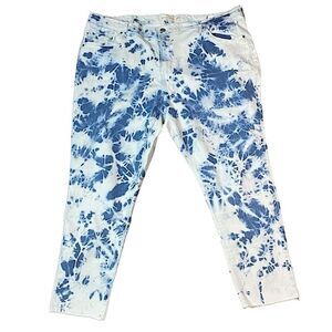 Levi’s 721 Wms Sz 22W Blue Tie Dye High Rise Skinny Raw Hem Stretch Jeans